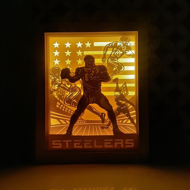 Pittsburgh Steelers Light Box Svg, Layered cardstock, File for Cricut and silhouette