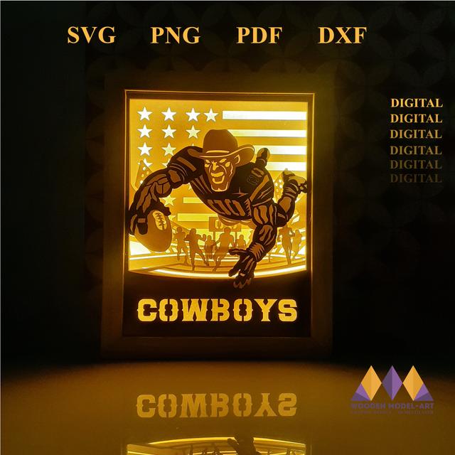 Dallas Cowboys Light Box Svg, Layered cardstock, File for Cricut and silhouette
