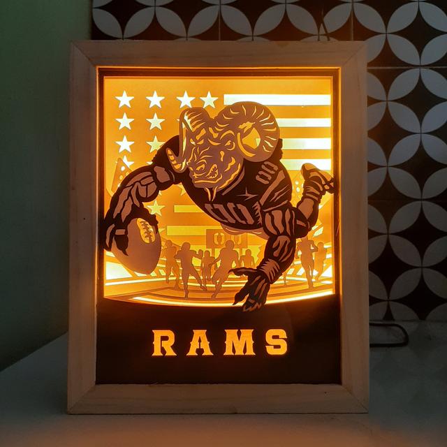 Los Angeles Rams Light Box Svg, Layered cardstock, File for Cricut and silhouette