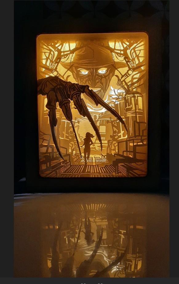 Freddy Krueger Halloween Light Box Svg, Shadow Box Layered cardstock, File for Cricut and silhouette