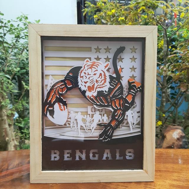 Cincinnati Bengals Light Box Svg, Layered cardstock, File for Cricut and silhouette